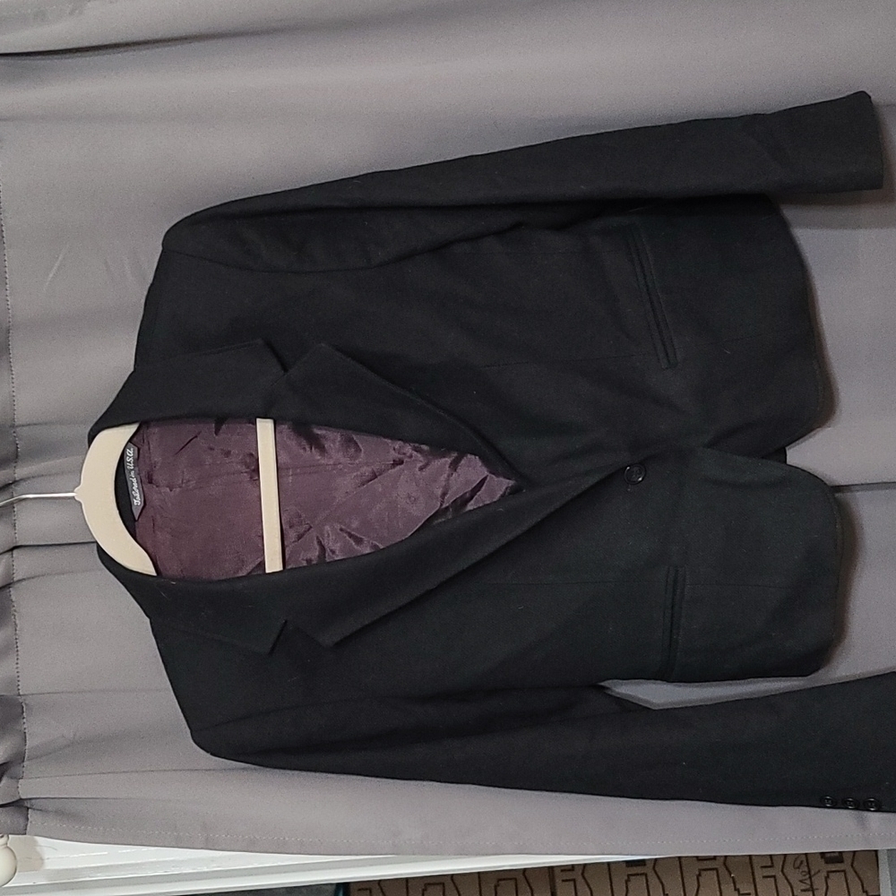 VTG East Bank Ltd. Women's 100% Wool Blazer Black USA Faux‎ Pockets Size 8P EUC